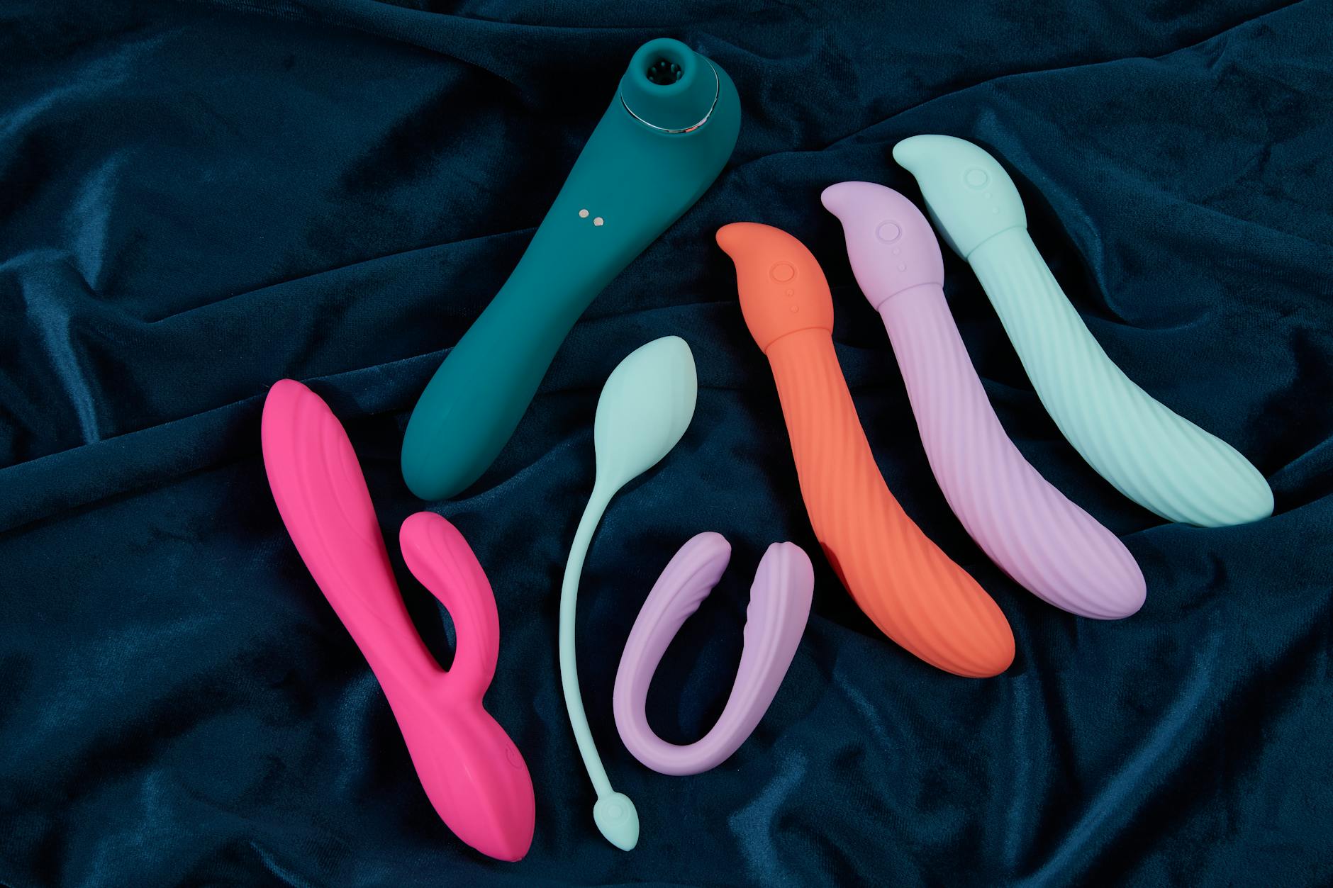 Display of colorful vibrators showcasing design variety and modern sexual wellness tools